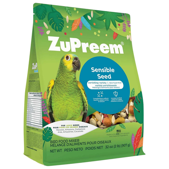 Sensible Seed™ FruitBlend® Bird Food – Balanced Seed Mix for Parakeets to Macaws - NABQ - Large Birds - Amazons, Macaws & Cockatoos - 2 lbs - 11