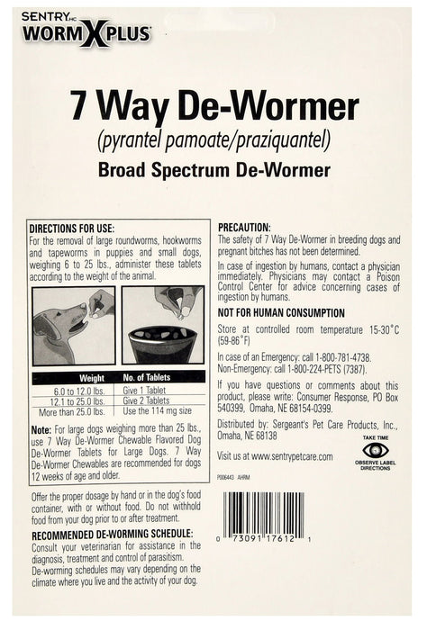 Sentry HC WormX Plus 7 - Way Dog Dewormer - Jeffers - Animal Health & Wellness > Medicine