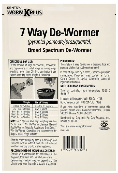 Sentry HC WormX Plus 7 - Way Dog Dewormer - Jeffers - Animal Health & Wellness > Medicine