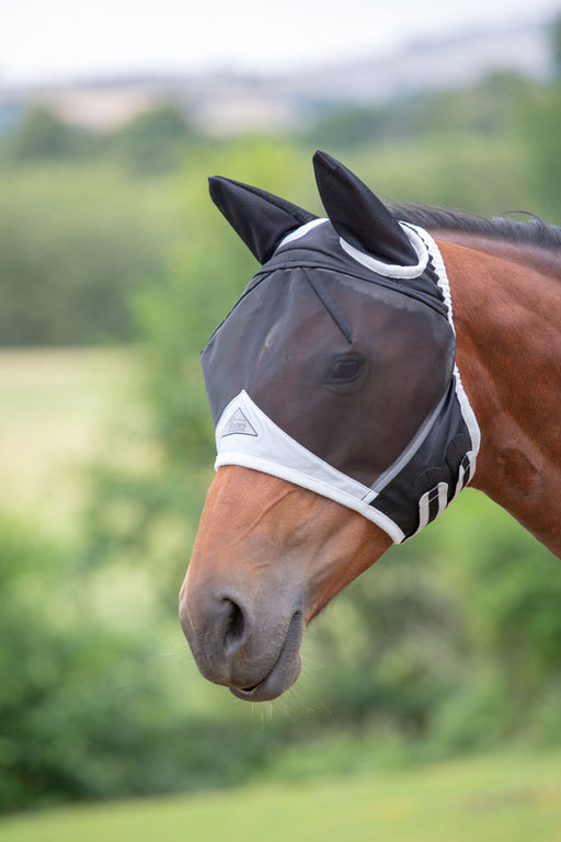 Shires Fine Mesh Fly Mask w/ Ears - Black Pony 