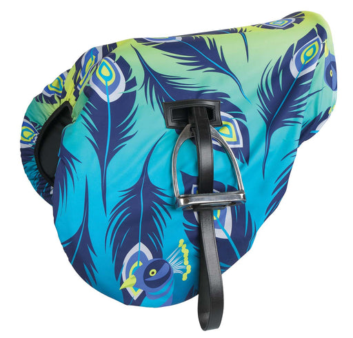 Shires Patterned Waterproof Saddle Cover - Lime Peacock  