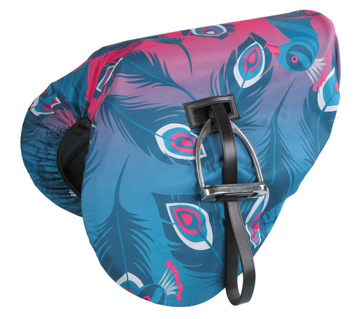 Shires Patterned Waterproof Saddle Cover - Pink Peacock  