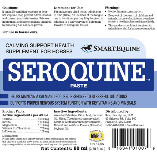 Seroquine Calming Support for Horses, Paste - SMADG - 80 mL - 2