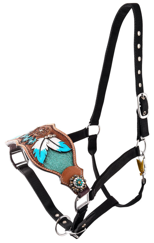 Showman Bronc Halter with Teal Dreamcatcher Design - Jeffers - Horse Supplies > Horse Tack > Horse Halters