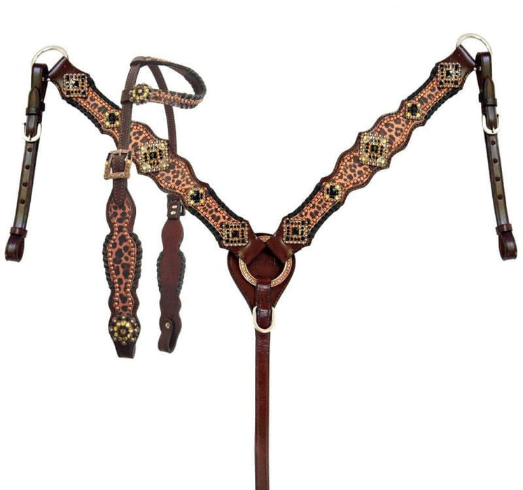 Showman Cheetah & Buckstitch Tack Set - Jeffers - Horse Supplies > Horse Tack > Tack Sets