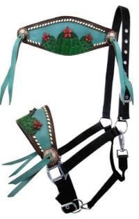 Showman Painted Cactus & 3D Flower Bronc Halter - Jeffers - Horse Supplies > Horse Tack > Horse Halters