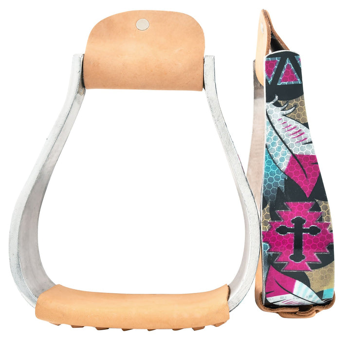 Showman Shimmering Cross & Feather Stirrups - Jeffers - Horse Supplies > Horse Tack > Stirrups