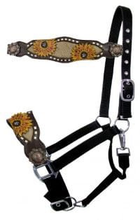 Showman Sunflower & Burlap Halter - Jeffers - Horse Supplies > Horse Tack > Horse Halters