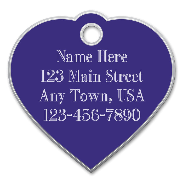 Jeffers Custom Personalized Engraved Heart Shaped ID Tags for Dogs & Cats - 7YAE - Purple - Large (1.5" x 1.25") - 3