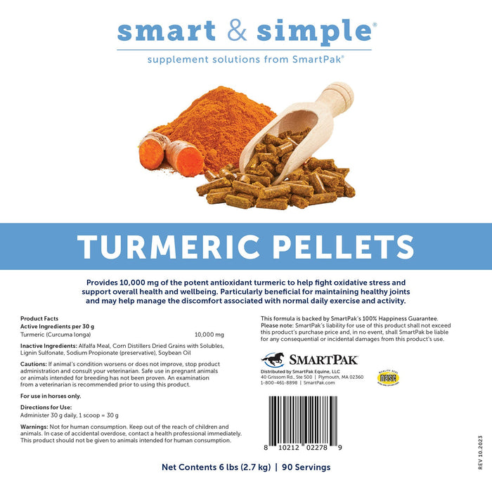 SmartEquine Smart & Simple Turmeric Pellets - SMAAD - 6 lb - 2