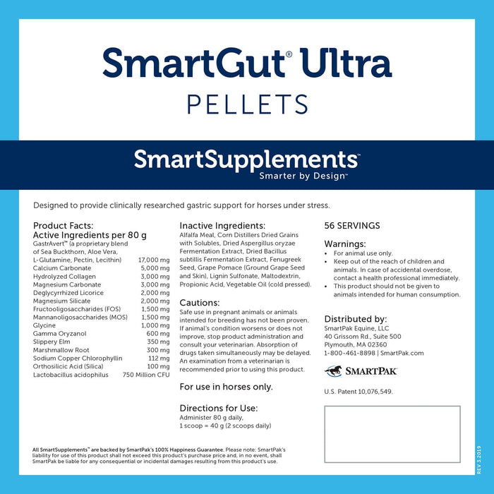 SmartEquine SmartGut Ultra Pellets - SMAG - 10 lb Bucket - 6
