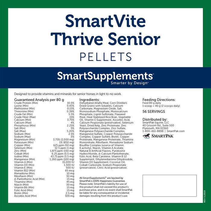 SmartEquine SmartVite Thrive Senior Pellets - SMAU - 10 lbs - 2