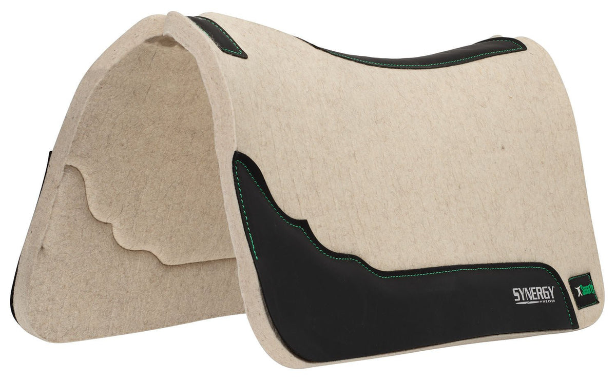 Weaver Leather Synergy Merino Wool Felt Saddle Pad - 31x32 Inch Contoured Steam Pressed Pad
