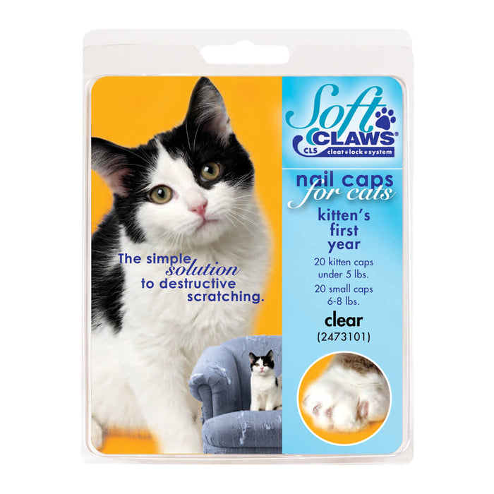 Soft Claws Nail Caps for Cats, 40 ct - 008SH-73101 - Clear - Kitten - 20