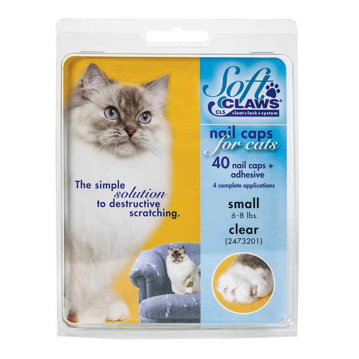 Soft Claws Nail Caps for Cats, 40 ct - 008SH-73201 - Clear - Small - 1