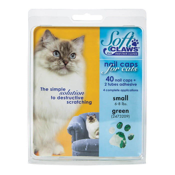 Soft Claws Nail Caps for Cats, 40 ct - 008SH-73209 - Green - Small - 6