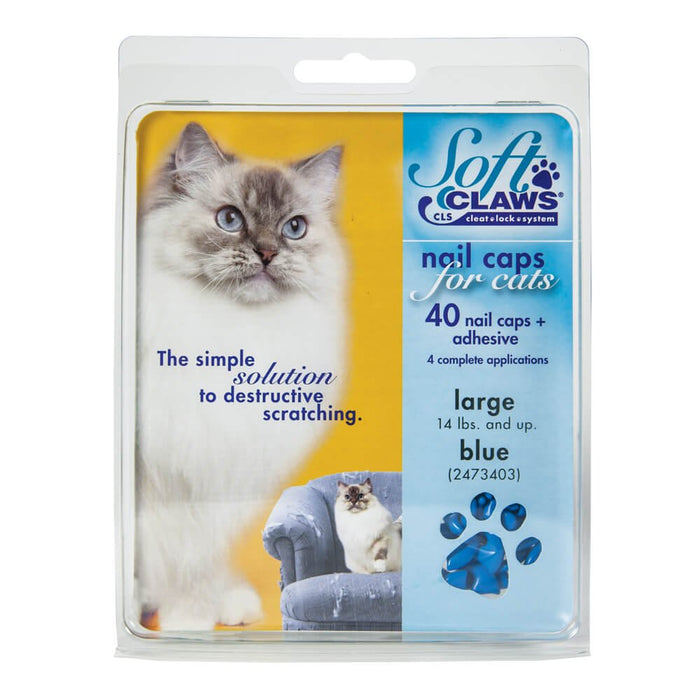 Soft Claws Nail Caps for Cats, 40 ct - 008SH-73403 - Blue - Large - 38