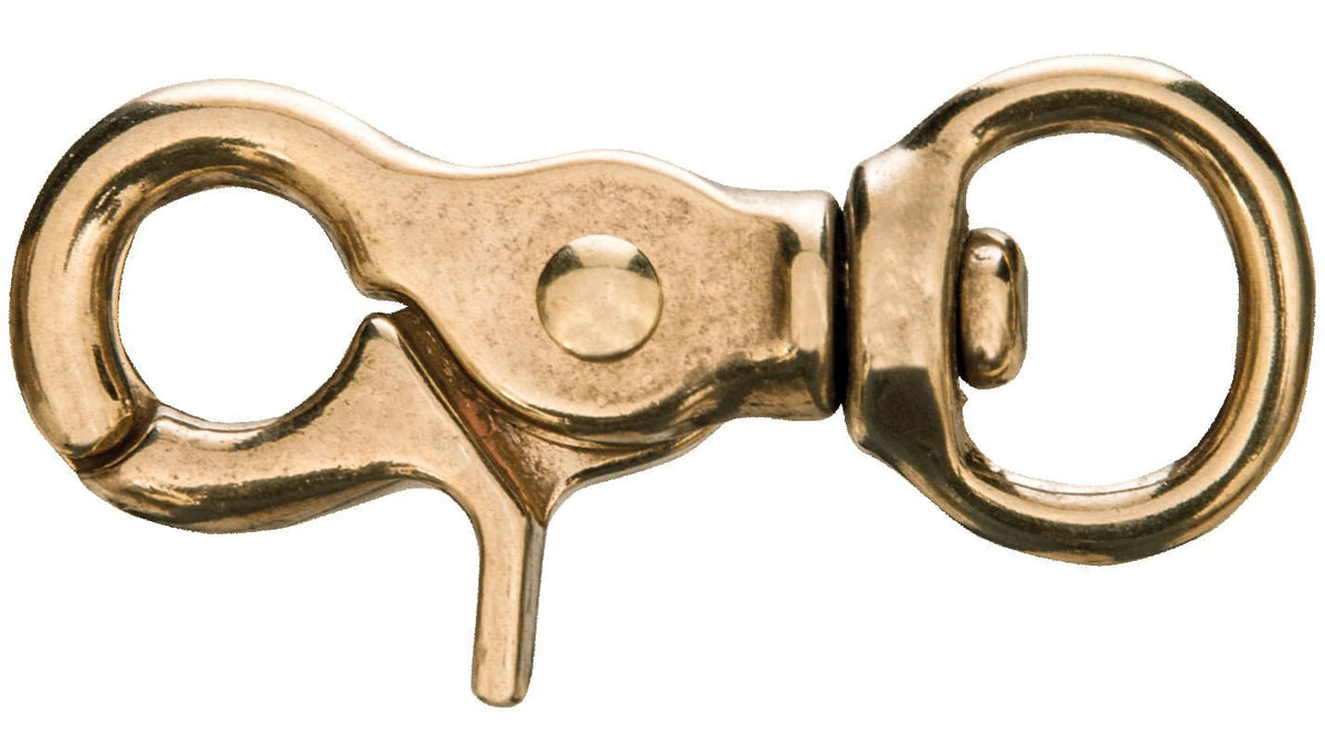 Jeffers Solid Brass Trigger Snap w/ Round Swivel Eye, 5/8