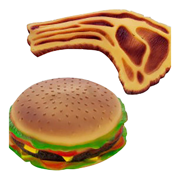 Squeaky Hamburgers & Steaks Dog Toy, Assorted - KL21L - Assorted - 1