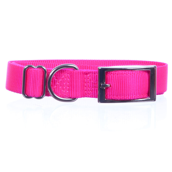 Jeffers 1" Adjustable Nylon Dog Collar, 14"-24" - Hot Pink  