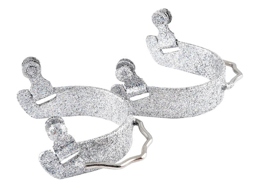 Showman Glitter Epoxy Aluminum Bumper Spurs - Silver  