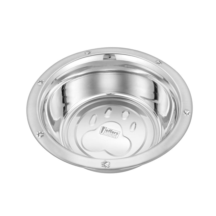 Stainless Steel Embossed Wide - Lip Bowls - Jeffers - Animal & Pet Supplies > Pet Bowls, Feeders & Waterers