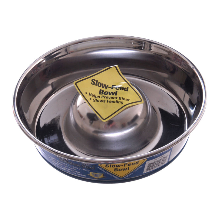 Stainless Steel Slow - Feed Bowl (1.8 pints) - Jeffers - Animal & Pet Supplies > Pet Bowls, Feeders & Waterers