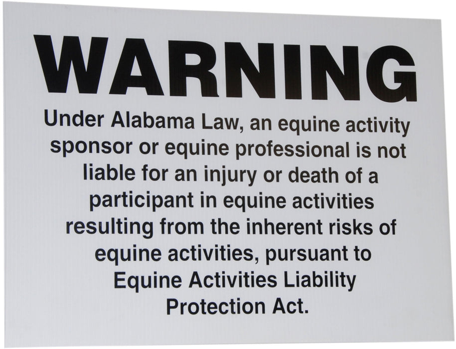 State Equine Liability Signs - Alabama / Florida / Georgia - Jeffers - Farm & Ranch Supplies > Fencing & Barriers