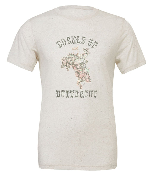 STS Buckle Up Buttercup Tee, Heather White - Jeffers - Horse Supplies > Riding Apparel & Accessories