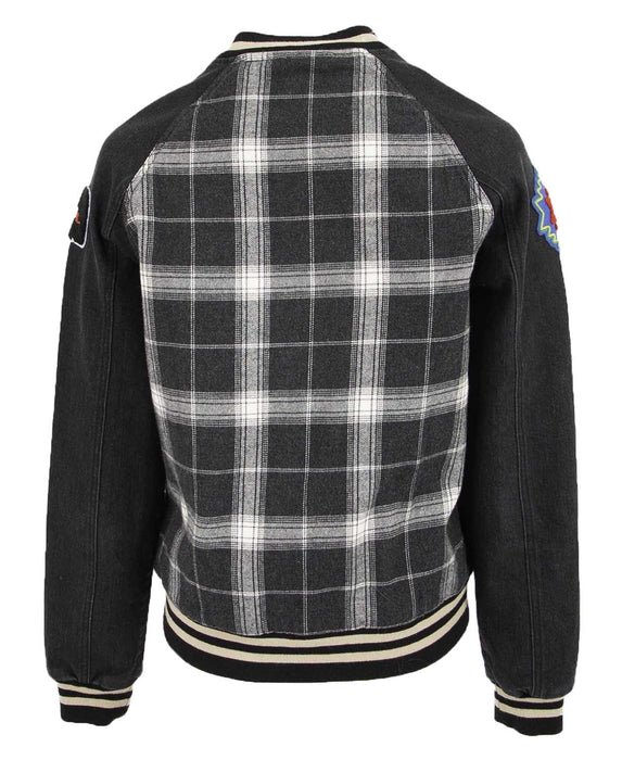 STS Ladies Black Plaid Varsity Jacket w/Patches - Jeffers - Horse Supplies > Riding Apparel & Accessories