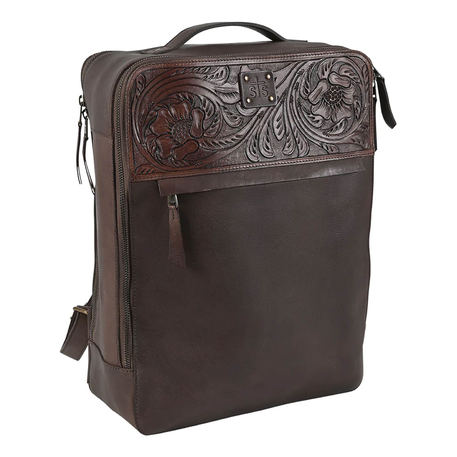 STS Brown Leather backpack Bag Cowhide Laini Backpack - STS Ranchwear main image 4