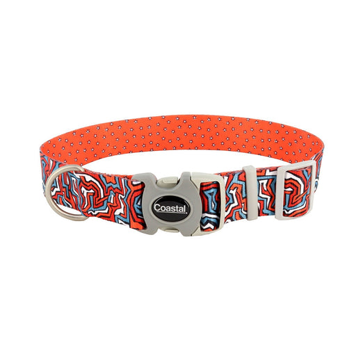 Sublime Adjustable Nylon Dog Collar - C21HJ - Red Blue Graffiti with Red Stars - Large - 1 1/2" x 18" - 26" - 13