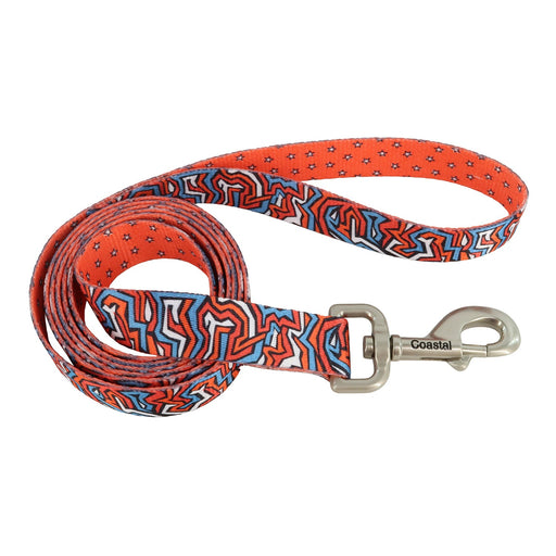 Sublime Dog Leash - C21H5 - Red Blue Graffiti with Red Stars - Medium/Large - 1" x 6' - 8