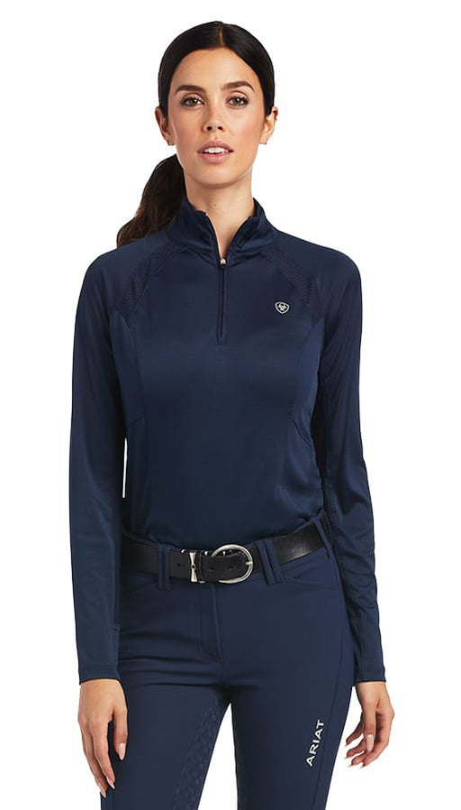 Sunstopper 2.0 1/4 Zip Long Sleeve Baselayer, Navy - Jeffers - Women > Women's Riding & Equestrian Clothes