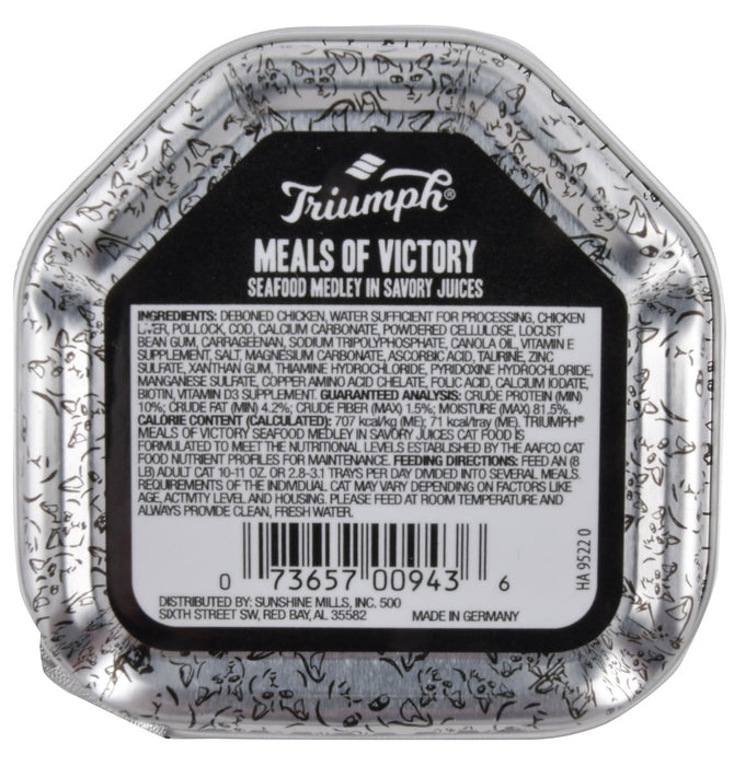 Triumph Meals of Victory Seafood Medley in Savory Juices Cat Food - Single Meals of Victory Seafood Medley Cat Food, 3.5 oz  