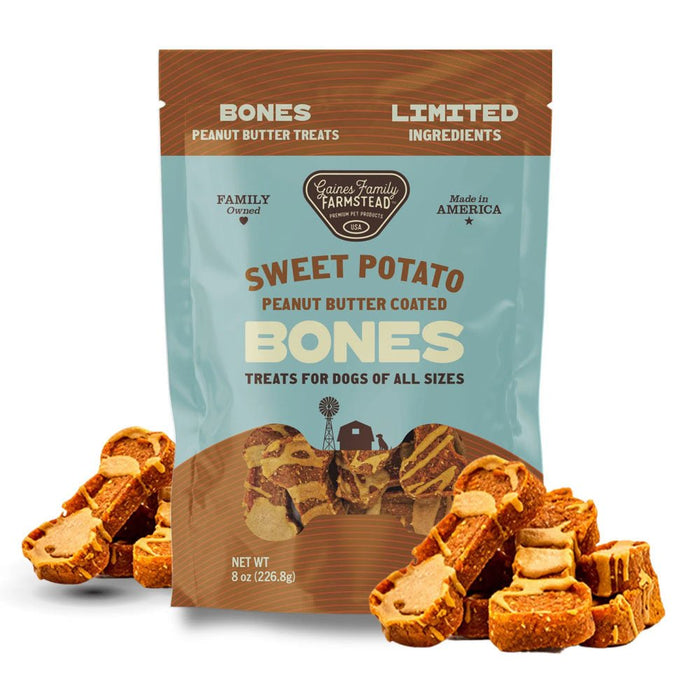 Sweet Potato Bones Dog Treats – All Natural, Limited Ingredient, Oven - Baked, Made in USA - GFFA - Chicken and Sweet Potato - 8 oz - 8