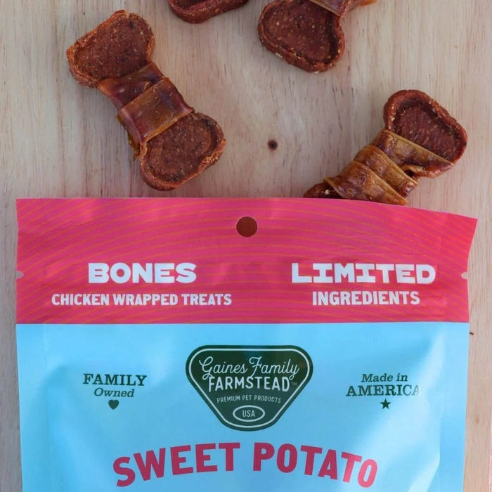 Sweet Potato Bones Dog Treats – All Natural, Limited Ingredient, Oven - Baked, Made in USA - GFFA - Chicken and Sweet Potato - 8 oz - 7