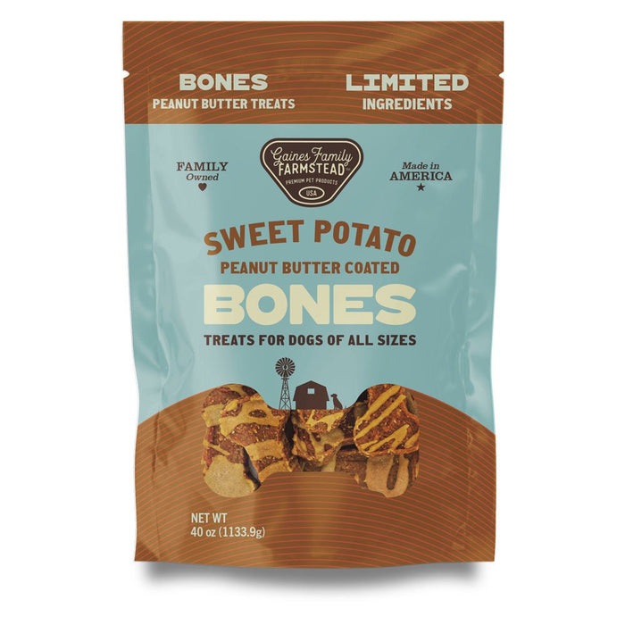 Sweet Potato Bones Dog Treats – All Natural, Limited Ingredient, Oven - Baked, Made in USA - GFFC - Peanut Butter and Sweet Potato - 40 oz - 12