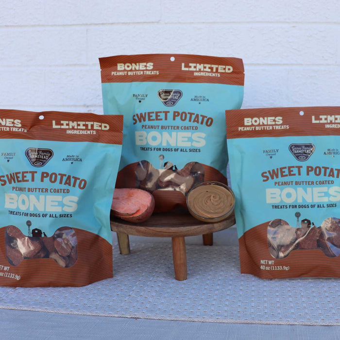 Sweet Potato Bones Dog Treats – All Natural, Limited Ingredient, Oven - Baked, Made in USA - GFFC - Peanut Butter and Sweet Potato - 40 oz - 14