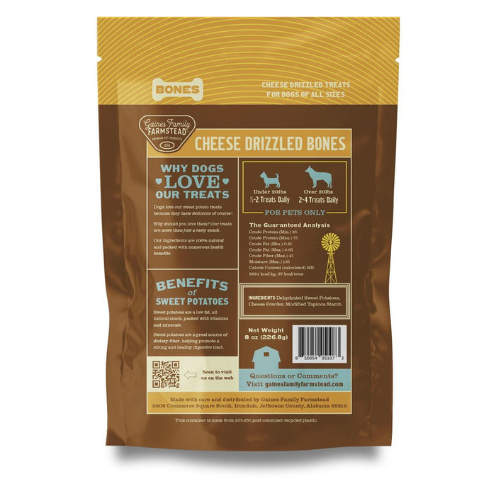 Sweet Potato Bones Dog Treats – All Natural, Limited Ingredient, Oven - Baked, Made in USA - GFFD - Cheese and Sweet Potato - 8 oz - 18