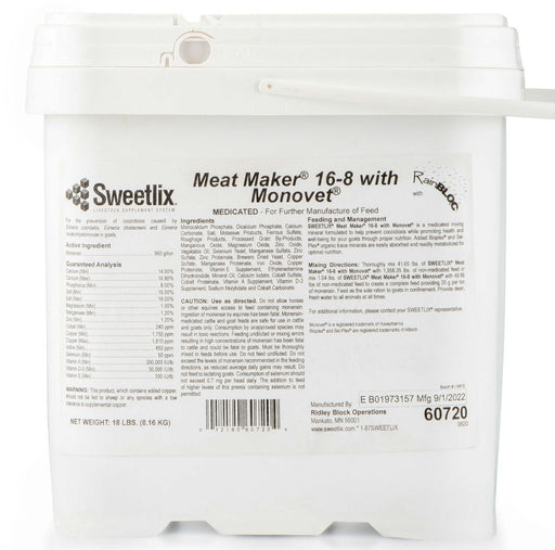 SWEETLIX Meat Maker Goat 16 - 8 with Monovet & RainBloc - Jeffers - Animal Health & Wellness > Vitamins & Supplements