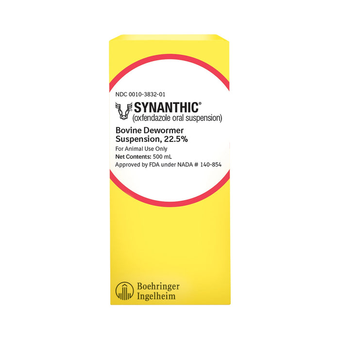 Synanthic 22.5% Bovine Dewormer Suspension, Oxfendazole Oral Dewormer for Cattle - F7SW - 500 mL - 1