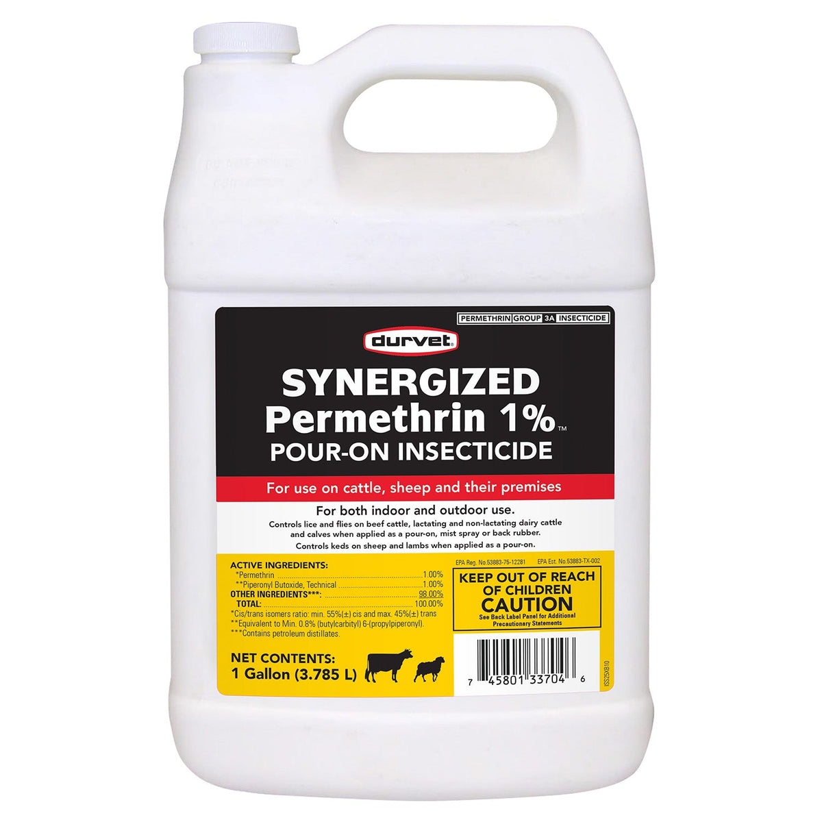 Durvet Synergized Permethrin 1% Fly Insecticide, Gallon for Cattle ...