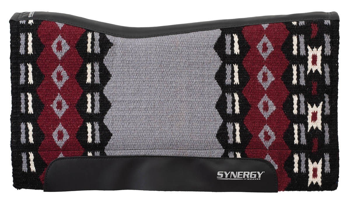 Synergy Contoured Performance Buckstitch Saddle Pad - WLC2J9 - Gray Taupe/Burgundy - 7