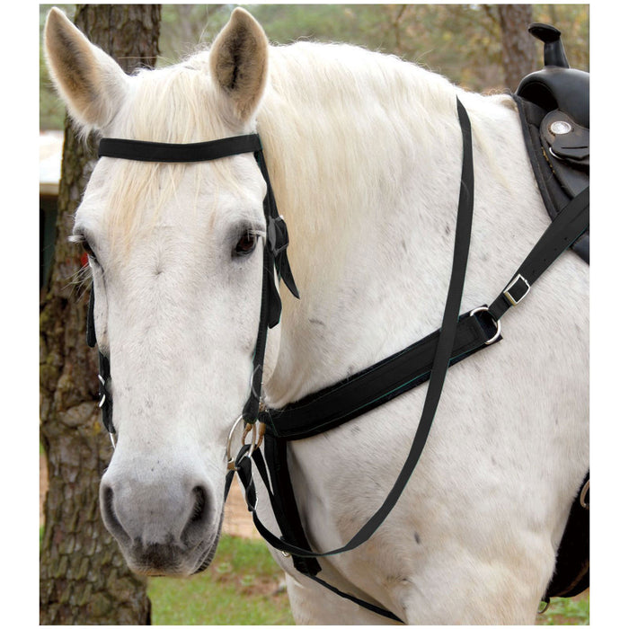 Triple E Nylon Draft Bridle w/ Bit & Reins - Black  