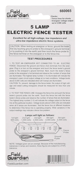 5 Lamp Electric Fence Tester -   