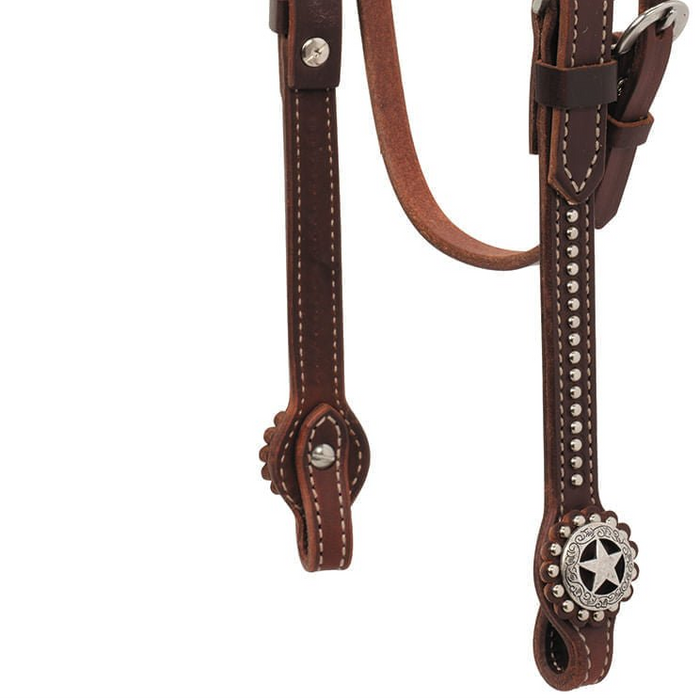 Weaver Texas Star Oiled Canyon Rose Harness Leather Browband Headstall, Full