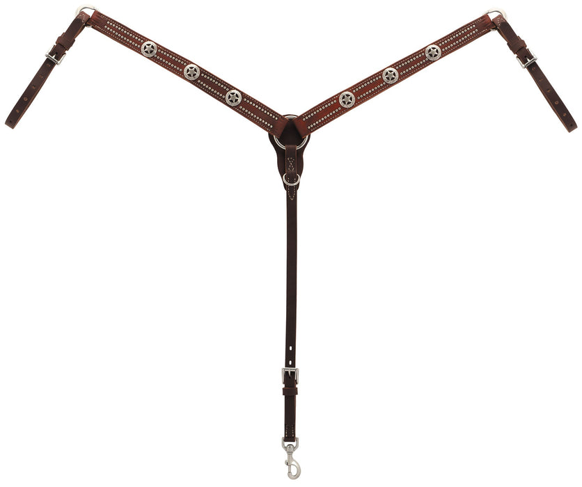 Texas Star Oiled Canyon Rose Harness Leather Tapered Breast Collar - Jeffers - Horse Supplies > Horse Tack > Breast Collars