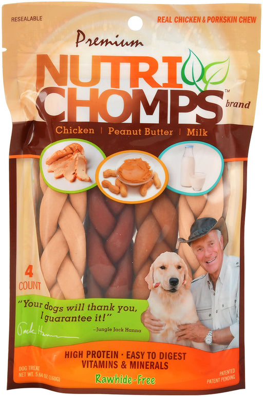 Nutri Chomps Premium Braids 4 count Variety Pack -   