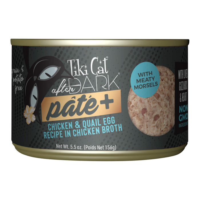 Tiki Cat After Dark Pâté+ Wet Cat Food, High Protein, Grain - Free - 2PTU - Chicken & Quail - 5.5oz, 8 ct - 8